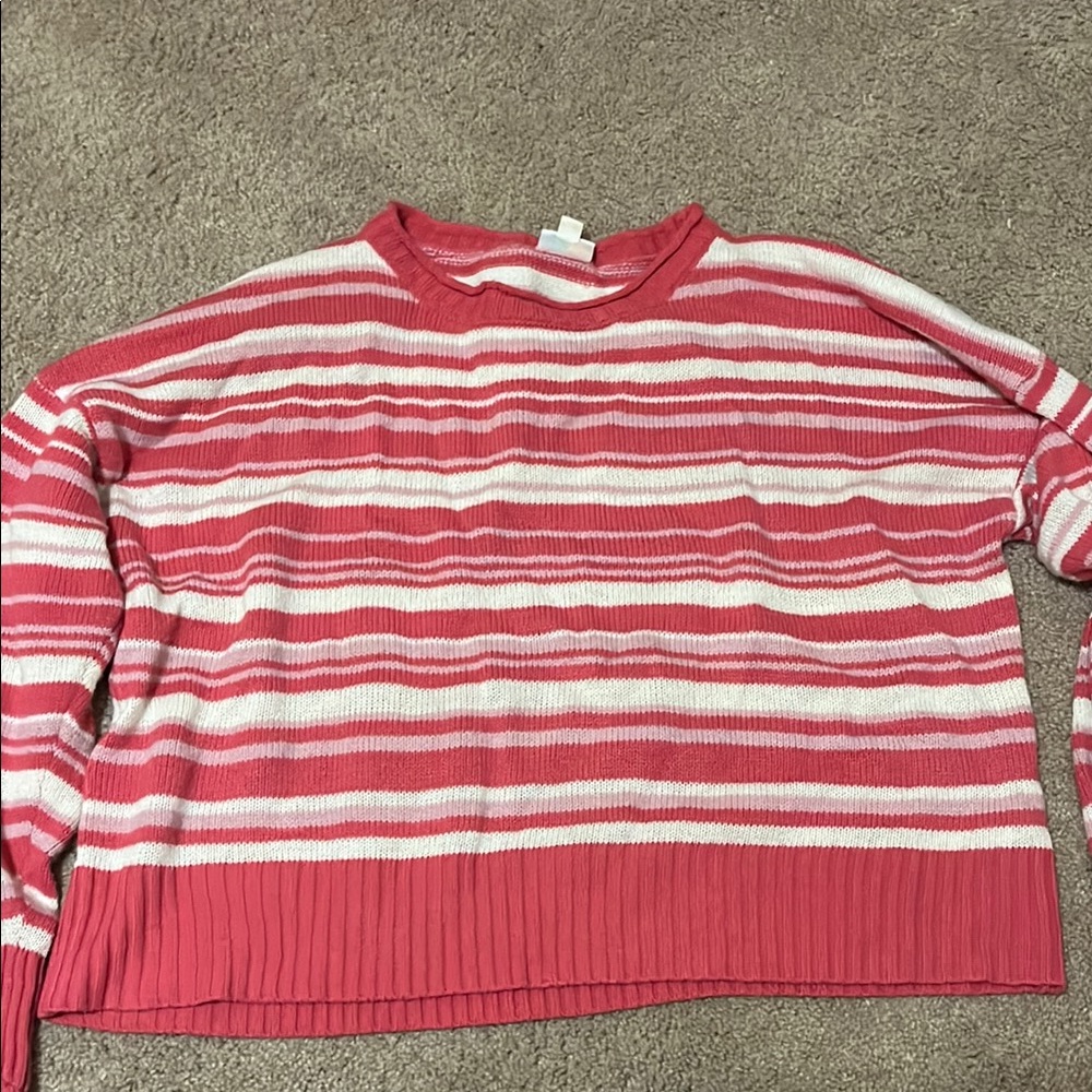 LuLaRoe Pink and White Striped Sweatshirt